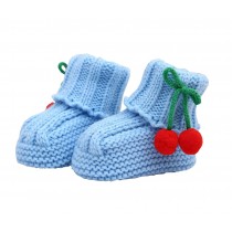 Durable Lovely Winter Baby shoes Warm Cute Cherry Indoor Outdoor Socks Sky Blue