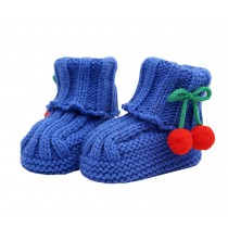Durable Lovely Winter Baby shoes Warm Cute Cherry Indoor Outdoor Socks OceanBlue