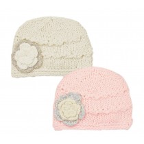 Flower Handmade Winter Hat Wool Cap Knitted Hat For Newborn, 2 PCS