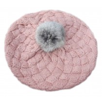 [Sakura] Soft Winter Plush Ball Hat Warm Wool Cap/Hat For 1-6 Years, pink