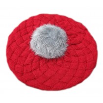 [Bird] Soft Winter Plush Ball Hat Warm Wool Cap/Hat For 1-6 Years, Red