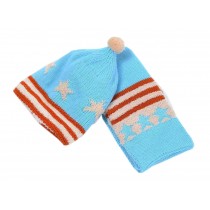 Star Soft Winter Warm Knitted Wool Cap/Hat + Scarf For 8-36 Months Sky Blue