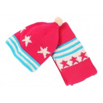 Star Soft Winter Warm Knitted Wool Cap/Hat + Scarf For 8-36 Months Rose