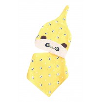 Soft Cotton Baby Hat Cute Panda Cap/Hat For 3-12 Months, Bib Included, Yellow