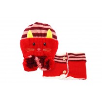 Unique Winter Baby Hat/Cap & Scarf Useful Cute Woolen Baby Hat Set Red