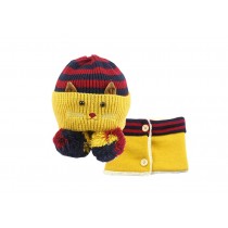 Unique Winter Baby Hat/Cap & Scarf Useful Cute Woolen Baby Hat Set Yellow