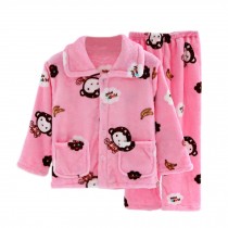 Flannel Kids Pajama Soft Sleepsuit Cute Monkey Velvet Sleepwear Nightcloth