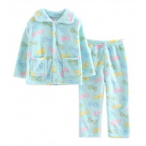 Classic Flannel Kids Pajama Soft Sleepsuit Coral Velvet Sleepwear Nightcloth