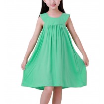 Girls Summer Sleeveless Nightdress Fresh Green Nightgown