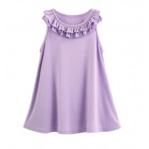 Girls Soft Modal Sleepwear Summer Sleeveless Ruffled Nighties, Purple
