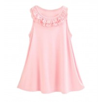 Girls Pink Modal Sleeveless Ruffled Nighties Summer Sleepwear