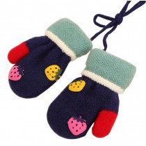 [Strawberry] 1 Pair Unisex Baby Gloves Winter Baby Gloves Mittens With String