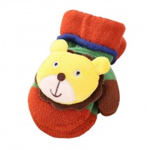 Unisex Baby Bear Gloves Knit Winter Warm Mittens with String 1-2 Y