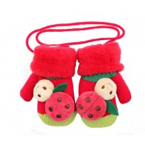 Beautiful Baby Knitting Gloves Hang Neck Warm Gloves[Red]