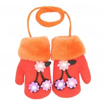 Pearl Flower Decoration Baby Winter Gloves Knitting Gloves