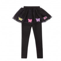 Girls Winter Warm Plus Velvet Butterfly Embroidery Leggings