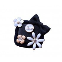 Antique Style Flower Kidsl Brooch Lovely Sweater Hat Corsage Pin Clips Black