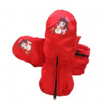 Warm Baby Gloves Waterproof Outdoor Ski Baby Hanging Mittens [Red Mitten]