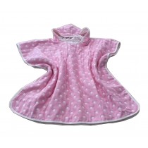 Soft Cotton Baby Hooded Bath Towel Cloak Bathrobe for Kids Dot Pink