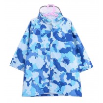 Children Raincoat Kids Rainwear Rain Jacket For Student Camouflage Blue