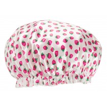 Poly&EVA Waterproof Multifunctional Double layer Shower Cap, Pink Strawberry