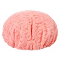 Waterproof High Quality Lace Double layer Shower Cap, Nice Pink