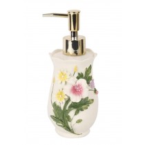 Retro Style Bathroom Resin Soap Dispenser Shampoo Container[Flower]