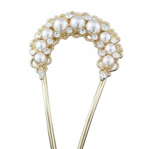 Elegant U-shaped Hairpin Hair Stick Pearl Hair Pin Bride Headdress Yellow