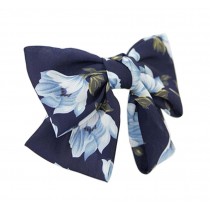 [Daffodils Navy] Elegant Chiffon Bow Hair Barrette Hair Clip