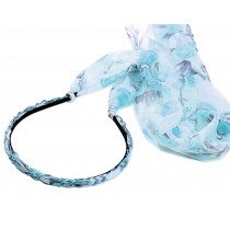 Stylish Headband Chiffon Headbands with Ribbons Headwrap Blue