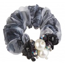 Fashionable Flowers Elastics Ponytail Holder Hair Rope Hair Ties Scrunchie Black
