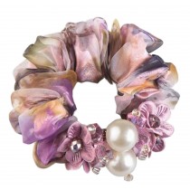 Fashionable Flowers Elastics Ponytail Holder Hair Rope/Ties Scrunchie Purple