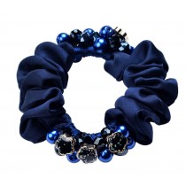 Retro Style Crystal Scrunchie Elastics Ponytail Holder Hair Rope/Ties Dark Blue