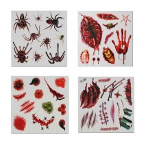 Set of 8 Halloween Scared Tattoo Stickers, Disposable and Waterproof [A]