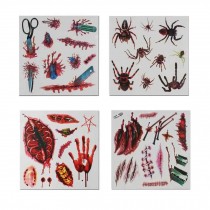 Set of 8 Halloween Scared Tattoo Stickers, Disposable and Waterproof [C]
