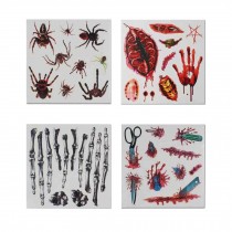 Set of 8 Halloween Scared Tattoo Stickers, Disposable and Waterproof [D]
