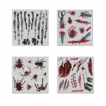 Set of 8 Halloween Scared Tattoo Stickers, Disposable and Waterproof [E]