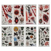 Set of 8 Halloween Scared Tattoo Stickers, Disposable and Waterproof [H]