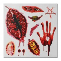 Set of 8 Halloween Scared Tattoo Stickers, Disposable and Waterproof [K]