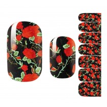 [Black & Red] Set of 5 Elegant Nail Stickers Manicure Nail Decals