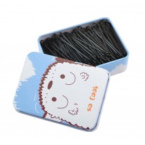 200pcs Black Bobby Pins Metal Hair Pins with Cute Tin Box