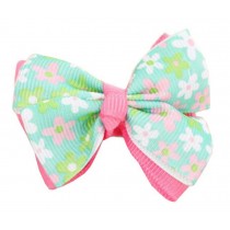 [Green] 10PCS -  Floral Bowknot Hair Clips for Baby Girls