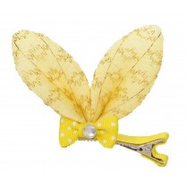 [Gold Wire] Yellow Rabbit Ears Design Hair Clips Small Hair Pins, 10 PCS