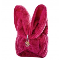 Bath Towel Hair Dry Hat Cap Hair Drying Towel Lady Bath Tool Rabbit Rose Red