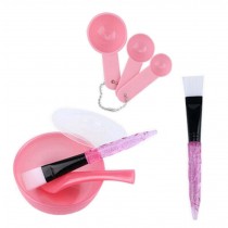 A Set of DIY Facial Mask Tools Bowl Brush Spoon Set Pink