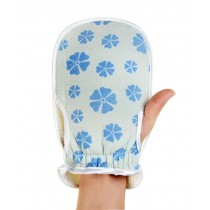 Set of 2 Bath Mitt Shower Glove Body Exfoliating Glove Flower Blue