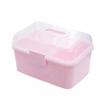 Portable Handheld Family Medicine Cabinet First Aid Kit Storage Box Light Pink