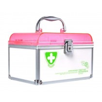 Portable Lock Handheld Family Medicine Cabinet First Aid Kit Storage Box Pink