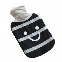 Portable Hot Water Bottle Water Heating Bag Winter Hand Warmer Smile Black