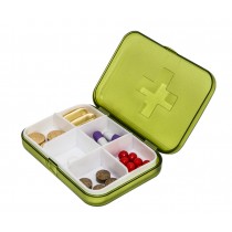 Mini Portable Sealed 6 Slots Plastic Travel Pills/Vitamins Box Organizer Green